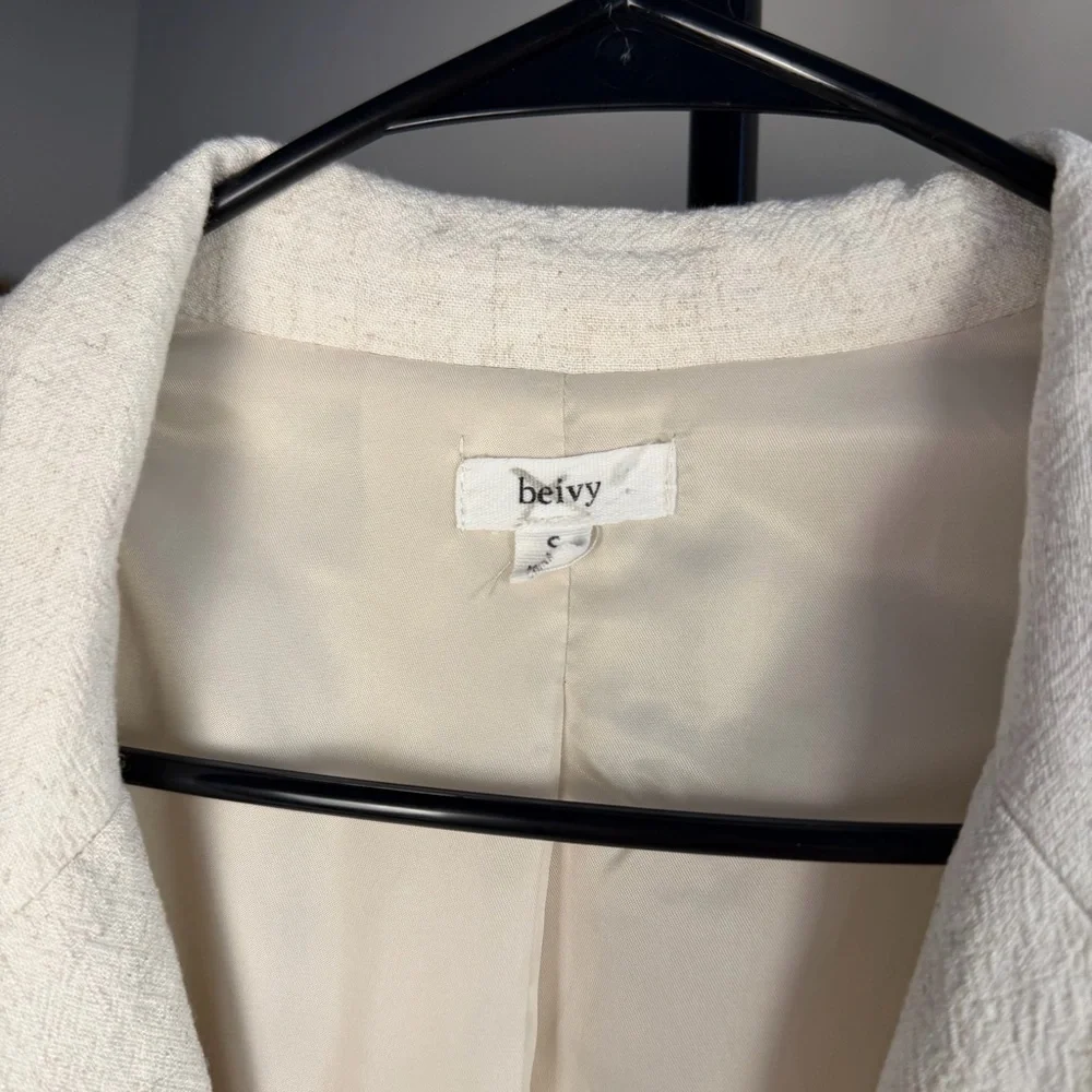 Halogen Cream Single-Button Textured Blazer - Picture 2 of 6